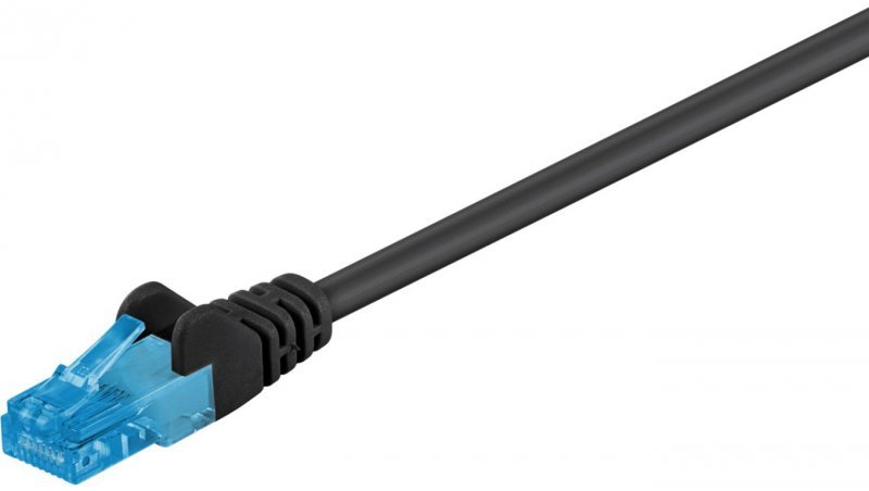CAT 6AKabel łączący, U/UTP, czarny - Długość kabla 0.25 m