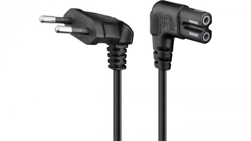 Kabel przyłączeniowy z wtyczką Euro, kątowy na obu końcach, 0,3 m, czarny - Długość kabla 0.3 m