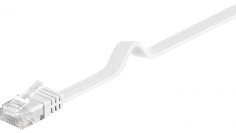 CAT 6Płaska Kabel połączeniowy,U/UTP, Biały - Długość kabla 0.5 m