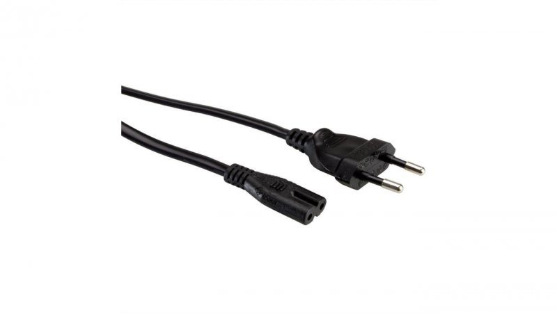 VALUE Kabel zasilający Euro z płaską wtyczką do C7, 2-biegunowy, czarny, 1 m