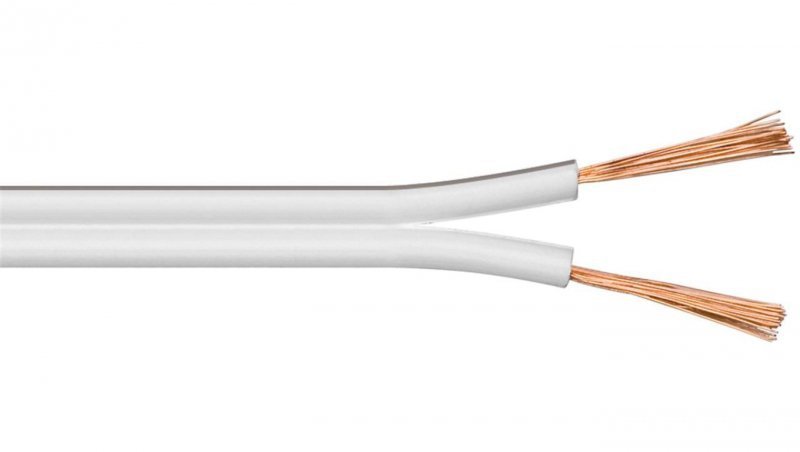 Kabel głośnikowy biały CU - Długość kabla 25 m