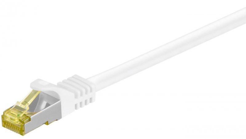 RJ45 patchkabel, CAT 6A S/FTP (PiMF), 500 MHz z CAT 7 kable surowym, biały - Długość kabla 1.5 m