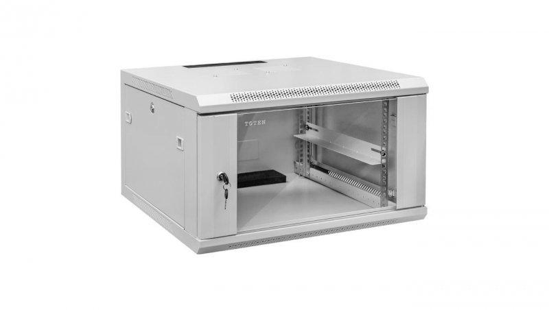 Szafa wisząca RACK 19 4U 450mm drzwi szklane szara TOTEN