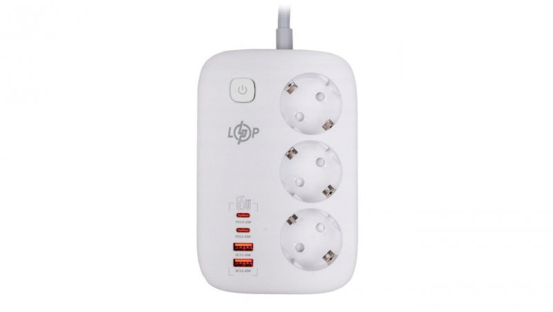 PRZEDŁUŻACZ SIECIOWY ELEKTRYCZNY 3х GNIAZDKA 2х USB 2х TYPE-C 2 METRY LP