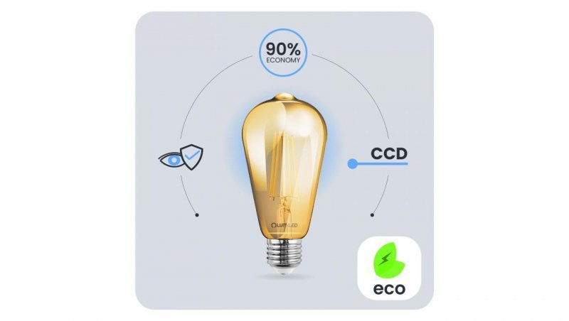 Żarówka LED E27 Edison ST64 4W = 35W 440lm 2000K Ciepła 360 FILAMENT LUMILED