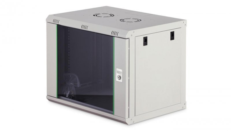 Szafa sieciowa wisząca Dynamic 19 9U rack 600x450, drzwi szyba, szary, niezłożona, 60kg DN-37104