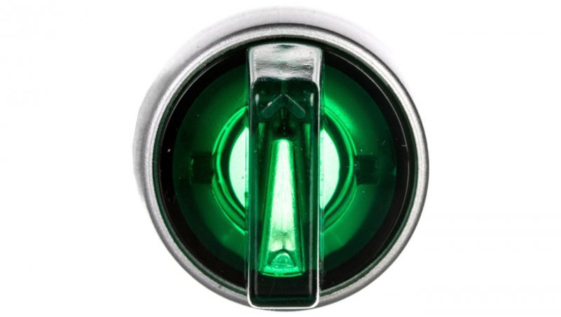 Przełącznik 3-poł. zielony 2Z podświetlany 230V AC pierścień niklowany ST22-P3L.Z-20-LED230AC