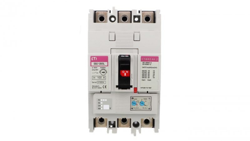 Wyłącznik mocy 3P 100A 25kA /wyzwalacz termo-magnetyczny/ EB2 125/3L 004671025