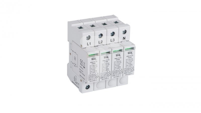 Ogranicznik przepięć B+C Typ 1+2 3P+N 30kA 1,5kV KSD-T1T2 275/240 3P+N 23920