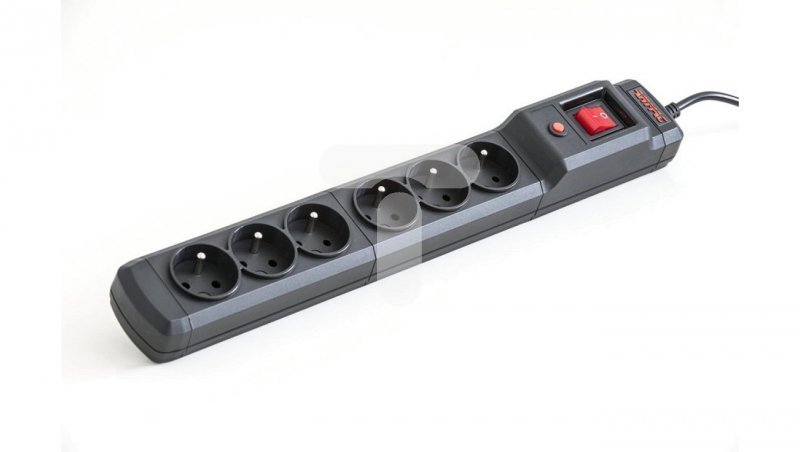 Przedłużacz przeciwprzepięciowy 6-gniazd z/u ARMAC MULTI M6 4,5m czarny M6/45/CZ