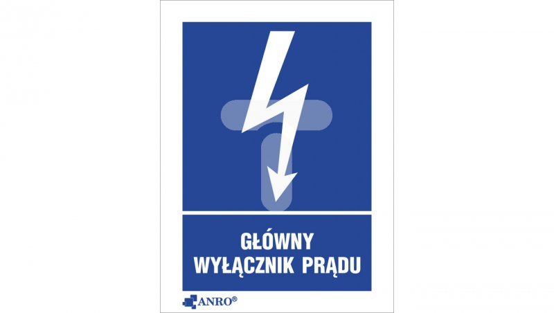 Tabliczka ostrzegawcza /GŁÓWNY WYŁĄCZNIK PRĄDU 52X74/ 20EIA/Q1/F