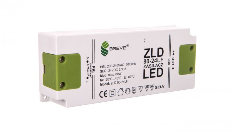 Zasilacz LED 24V DC 80W ZLD 80-24LF 3,3A 19724-9012