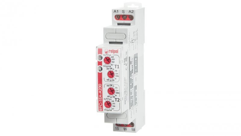 Przekaźnik czasowy 1P 1sek-10dni 230V AC 50/60 Hz opóźnione wyłączenie RPC-1EA-A230 863204