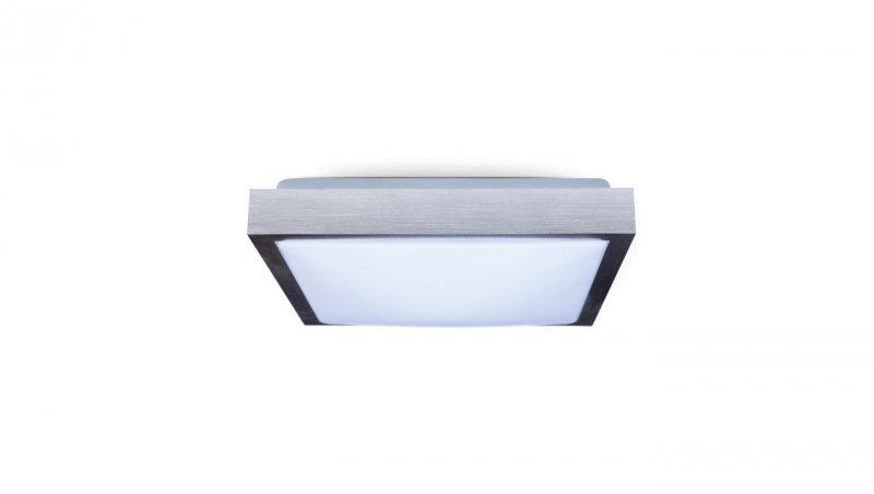 Lampa plafon PLATO-K-S 2 x E27 300x300 kwadrat ramka srebrna szczotkowana PMA