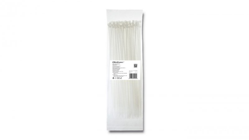 Qoltec Opaski zaciskowe Trytki kablowe 3.6*300mm 100 szt. Nylon66 UV Białe