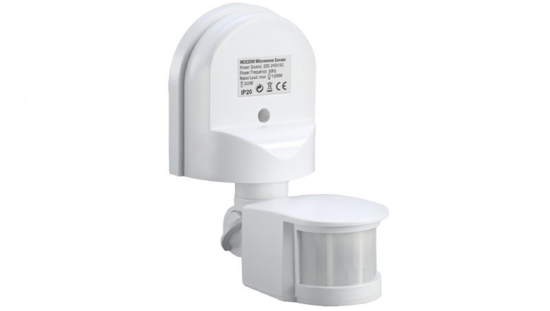 Ścienny czujnik ruchu zmierzchu 180stopni 1200W Maclean Energy MCE25 biały MCE25