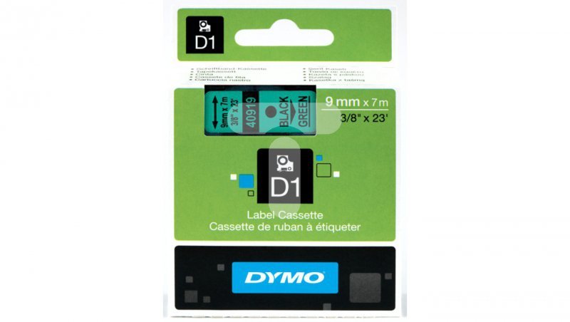 Taśma do drukarek D1 9mm x 7m czarny/zielony S0720740