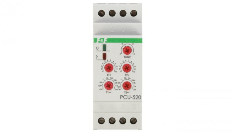 Przekaźnik czasowy 2P 8A 0,1sek-576h 230V AC wielofunkcyjny PCU-520