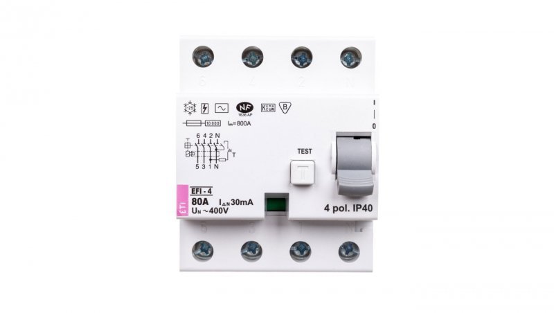 Wyłącznik różnicowoprądowy 4P 80A 0,03A typ AC EFI-4 02062145