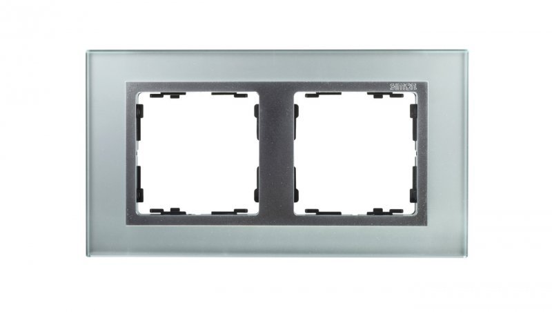 Simon 82 Ramka podwójna pozioma kamień srebro/ ramka pośrednia aluminium mat 82927-62