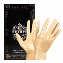 Beaute Luxe Pearl rękawiczki nitrylowe ochronne złote 50 sztuk Gold roz. S