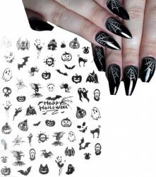 NAKLEJKA SAMOPRZYLEPNA CIENKA Srebrna Halloween Dynia Duchy Nietoperze