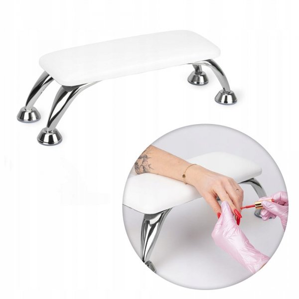 Podpórka do manicure na srebrnych nóżkach Molly Nails biała