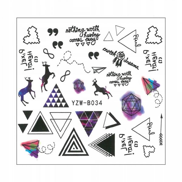 Naklejki wodne do paznokci geometryczne YZW-B034