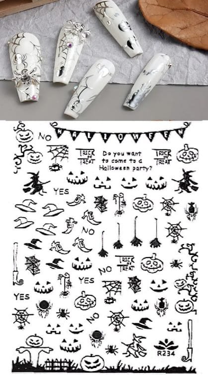 NAKLEJKA SAMOPRZYLEPNA CIENKA Srebrna Halloween Dynia Nietoperze