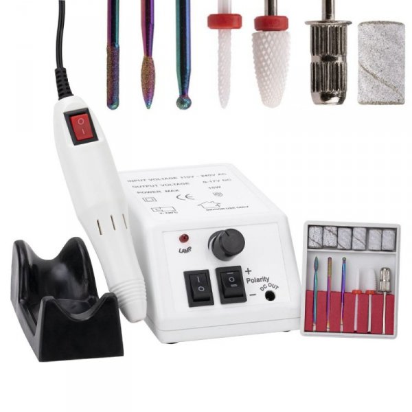 Frezarka do manicure 15W z kompletem frezów No Name DM298 biała white