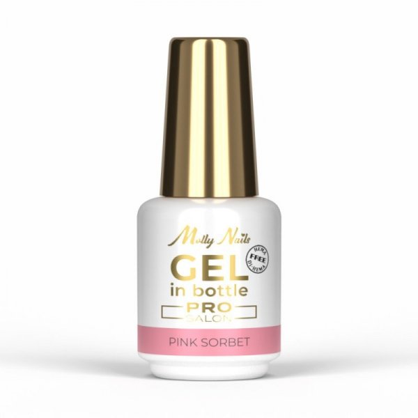 Żel do paznokci w butelce z pędzelkiem Gel in Bottle Molly Nails Pro Salon Pink Sorbet HEMA/Di-HEMA Free 15g