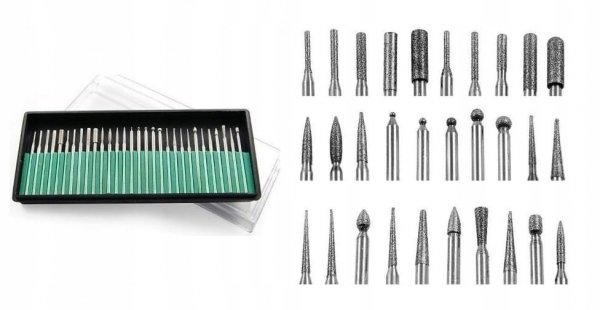 Frezy Diamentowe Zestaw 30 szt.