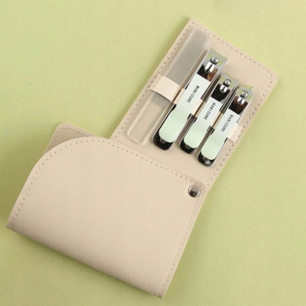 Zestaw 4 akcesoriów kosmetycznych do manicure, pedicure jasny zielony