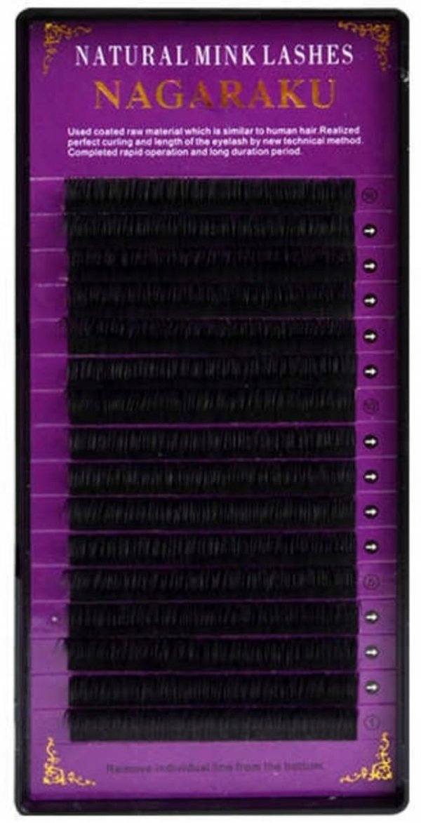 Rzęsy do przedłużania Nagaraku D 0,10 14 mm 16 pasków czarne