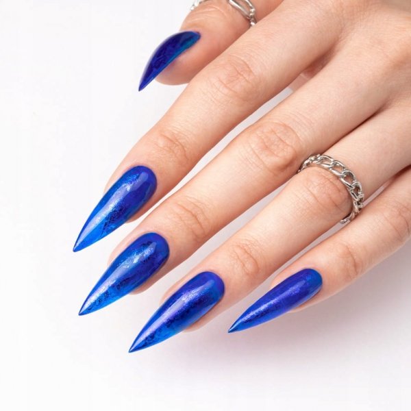 Top Hybrydowy MOLLYNAILS 10g Crystal Glass No Wipe Kolorowy Blue Niebieski