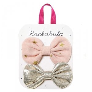 Spinki do włosów  dla dziewczynki Kokardki - Scattered Stars Bow Pink - Rockahula Kids - 2 szt.