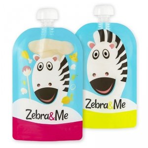 Saszetki do karmienia dzieci wielorazowe 2 PACK - Zebra & Me CHEF