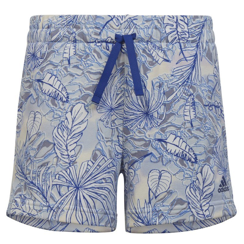 Spodenki adidas SUM Allover Print Short girls HR5832 niebieski 170 cm