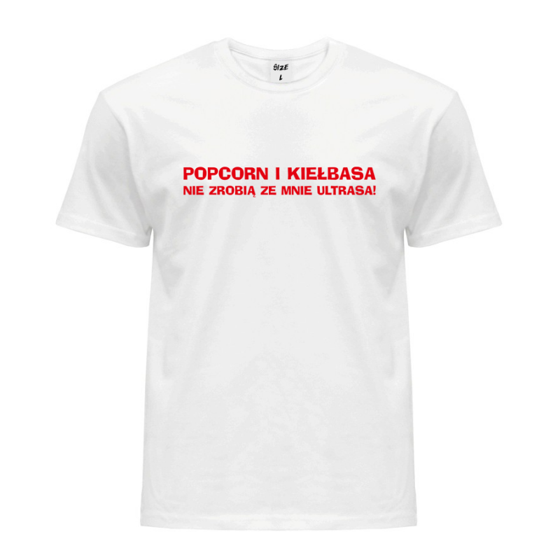 Koszulka kibica - Popcorn i kiełbasa - Biała