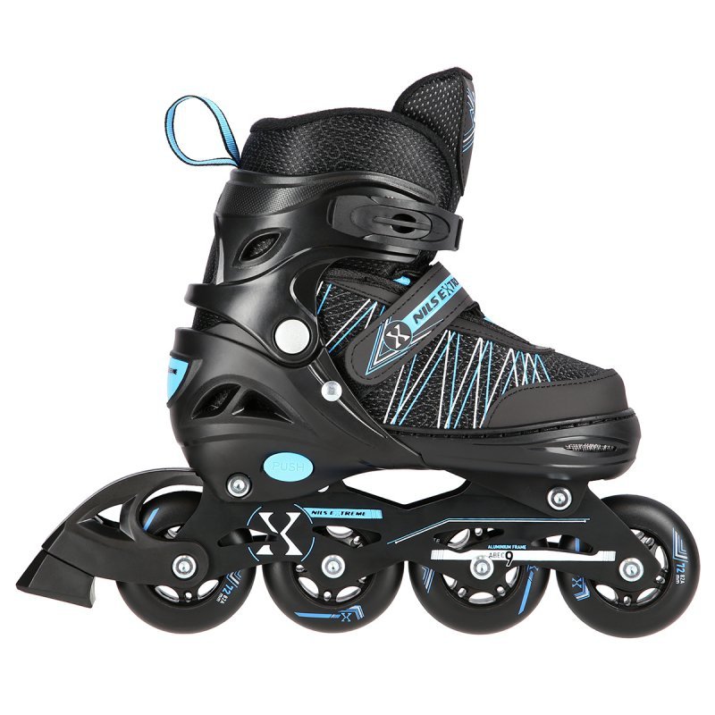 NH11912 A 2w1 BLACK/BLUE ROZM. S(31-34) ŁYŻWOROLKI Z WYM. PŁ. HOKEJOWĄ NILS EXTREME