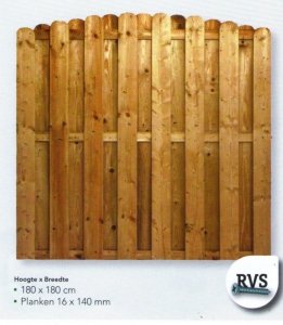 Drewniany płot sztachetowy TYTUS-2 z łukiem (180x180) 