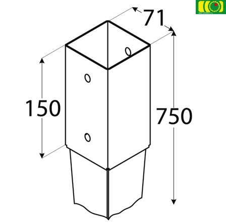 Metalowa kotwa wbijana 70x70
