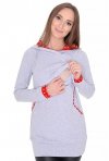 MijaCulture – 2 in 1 Maternity & Nursing Breastfeeding Warm Hoodie Top Pullover 3077A/M07 Melange