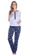 MijaCulture - 3 in1 Maternity and Nursing 2-Peace Pyjama Set 4054/M52 Grey / Dark Blue