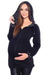 MijaCulture 2 in1 Comfortable Casual Maternity Jacket Hoodie 4070/M62 Black