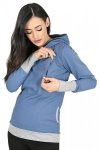 MijaCulture – 3 in1 maternity hoodie, for breastfeeding and after „Mona ” 1035 jeans / melange