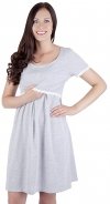 MijaCulture - 2 in1 Maternity & Nursing / Breastfeeding 100% Cotton Nightdress Nora 7118 Grey