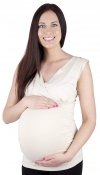 MijaCulture - 2in1 Very elegant smart maternity and nursing shirt blouse top 4013/M27 Beige