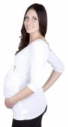 MijaCulture – Elegant maternity and nursing shirt top 3/4 and long sleeve + belt 4004/M23 White