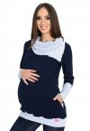 MijaCulture - 2 in 1 Maternity and Nursing breastfeeding warm Hoodie Top Pullover 4020A/M05 Marine Blue / Melange